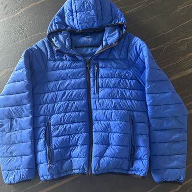 Blue Quilted Jacket with Hood