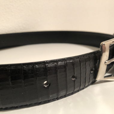 Canali schwarze Gürtel aus echtem Echsenleder