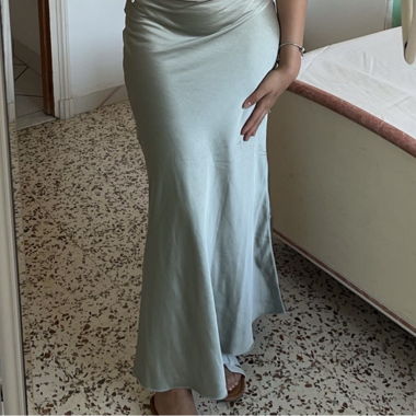 New Yorker - Gonna lunga in raso verde (Taglia 32)