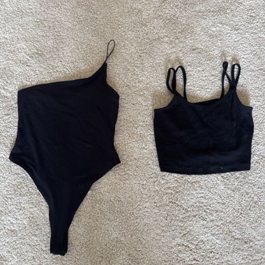 Black bodysuit and crop top set