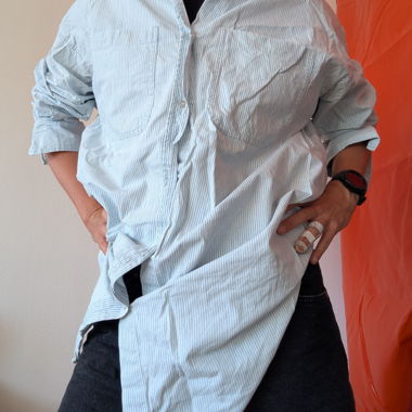 ZARA long oversized striped shirt, size EU XL