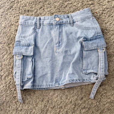 Denim Mini Skirt with Pockets