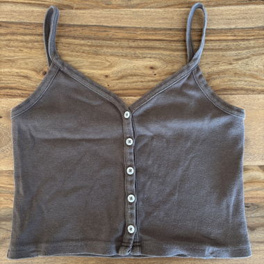 Taupe Brown Button-Front Top