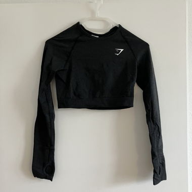 Gymshark Vital Seamless Crop Top Black Marl