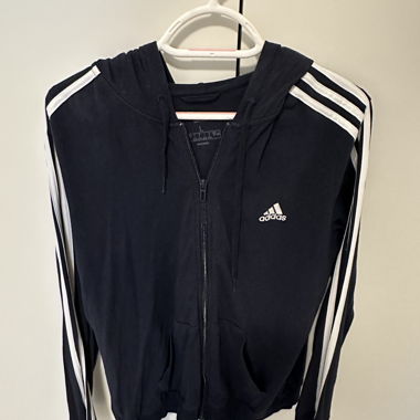 Hoodie Adidas nero con cerniera