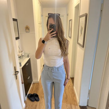 High waist straight Hose inkl. Gürtel