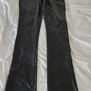 Black faux leather pants