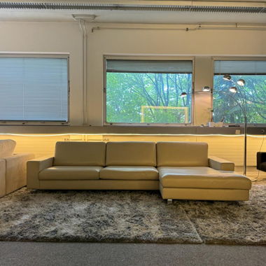 Genuine Leather Corner Sofa Beige by Pfister