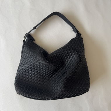 Black Braided Leather Handbag