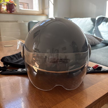 Casco da moto blu-grigio