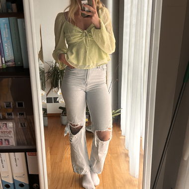 Jeans a vita alta dritti e larghi
