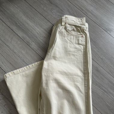 Wide Leg Jeans (Beige)