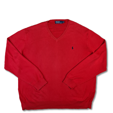 Maglione rosso con scollo a V Polo Ralph Lauren