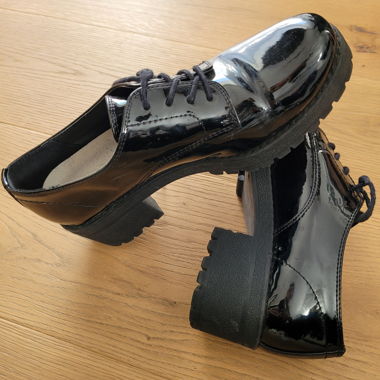 Patent Shoes with Block Heel