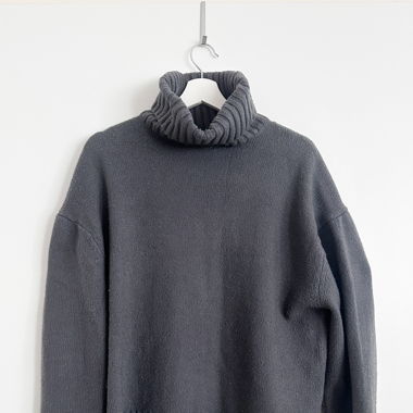Dark gray long high-neck sweater