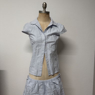 Striped short-sleeve two-piece set