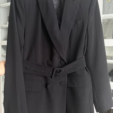 Black blazer dress with belt