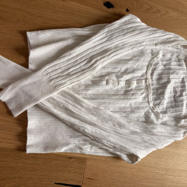 Cardigan a coste bianco