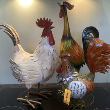 Lots 3 coq en métal 