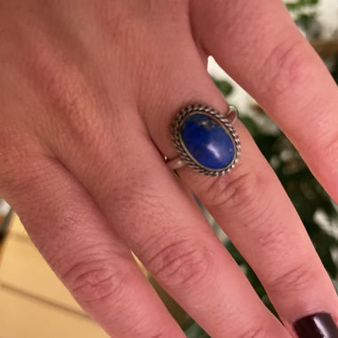 Bague en argent sterling avec pierre bleue