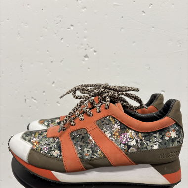 Marc Cain Sneaker Gr. 38 Leder grün Blumen