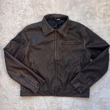 Veste en cuir marron
