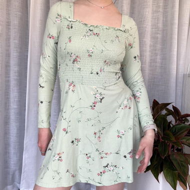 H&M green and pink dress