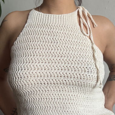 top in crochet bianco sporco