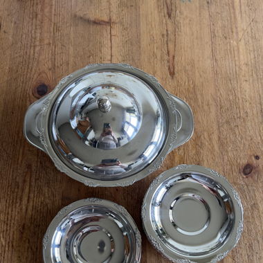 Turkish Tea SAUCERS (12) & a Sugar Container