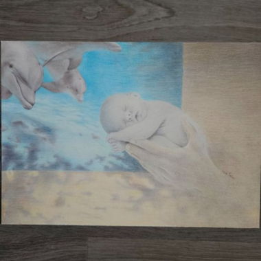 Zeichnung Baby Delphin Kunst