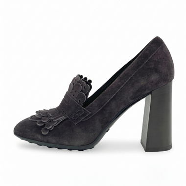 Pompa in camoscio con frange Tod's EU 36 Marrone