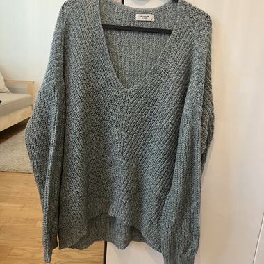 Maglione in maglia grossa blu-grigio