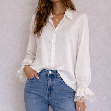 Cremefarbene 100% Seidenbluse 