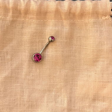 Piercing ombelico con pietre rosa NUOVO