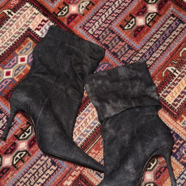 Bottes à talon Zara en denim gris délavé