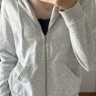 Hell Graue Kapuzenjacke mit Reissverschluss