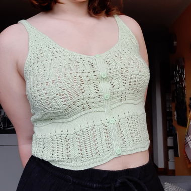 Green top in crochet style 