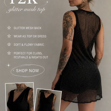 Abito Vintage Y2K Nero con Glitter