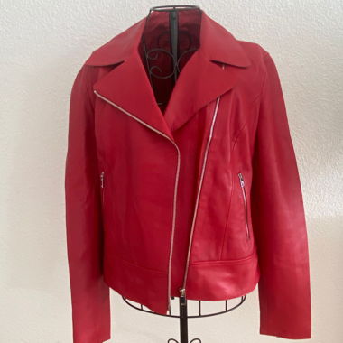 Red leather biker jacket