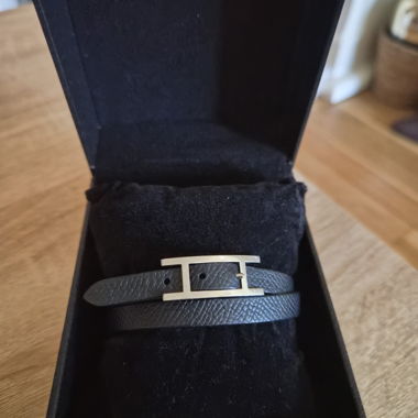 Hermes schwarzes Lederarmband - Herren