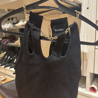 Black Bershka Top with Gold Chain