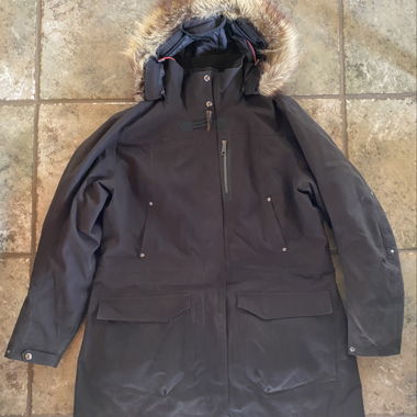 Parka nero Decathlon 2XL con cappuccio pelliccia