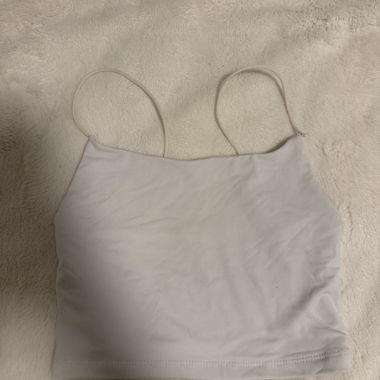 Weisses Spaghetti-Träger Crop-Top / Grösse XS
