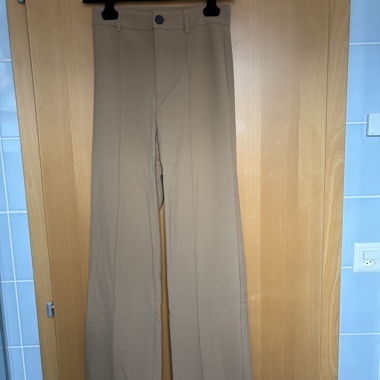 Beige Wide-Leg Trousers