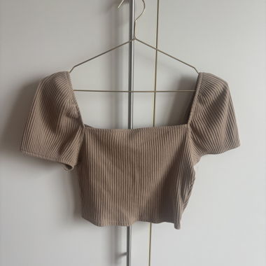 Crop top beige a coste