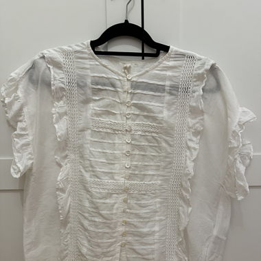 Bluse - Weiss - XS - Baumwolle-Seide