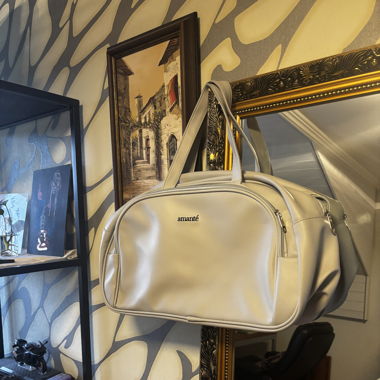 grey leather handbag 
