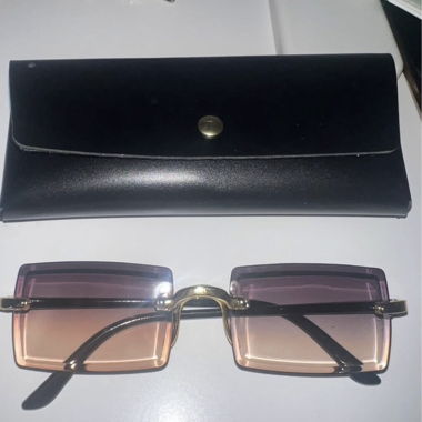 unisex braune quadratische Sonnenbrille 