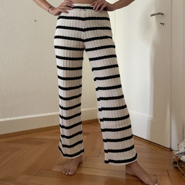 Pantaloni larghi a righe MNG in maglia - spiaggia