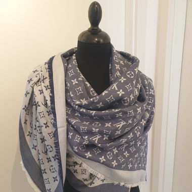 Châle Louis Vuitton bleu jeans 140x140cm